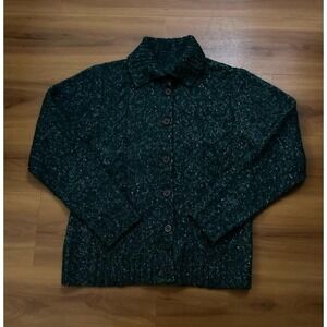 Womens‎ L.L Bean Wool Blend Cable Knit Button Down Cardigan Sweater